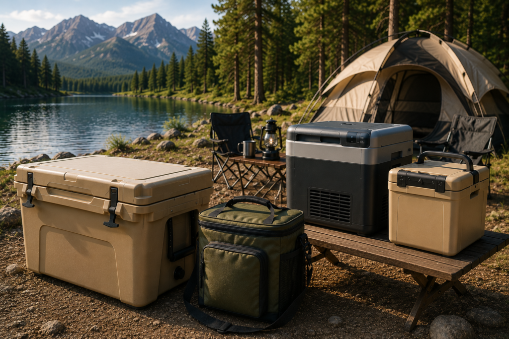 Best camping coolers compared at a peaceful lakeside campsite