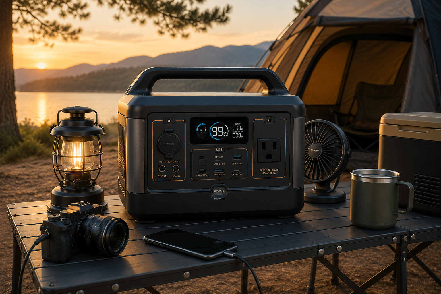 Best camping power station for car camping at a lakeside campsite