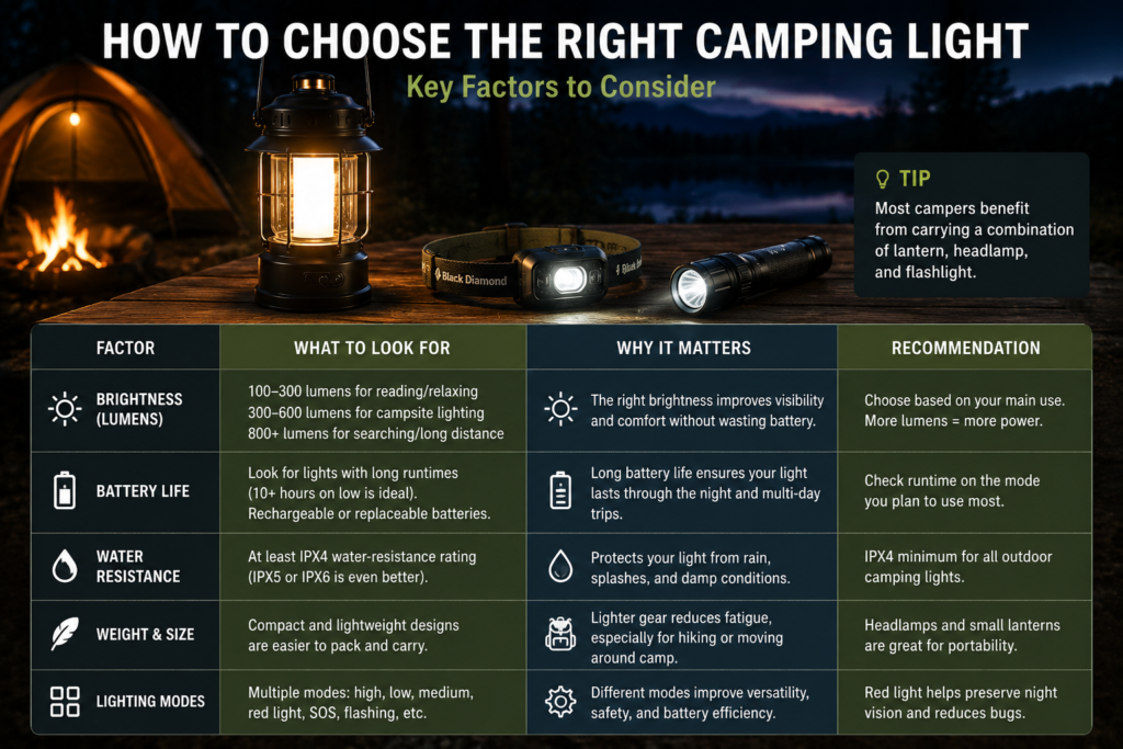 How to choose the right camping light for car camping